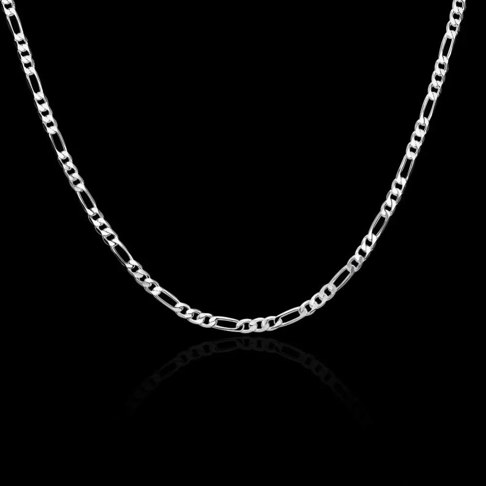 Figaro 40-75cm 925 Silver 4mm Chain Necklace for Women, Men