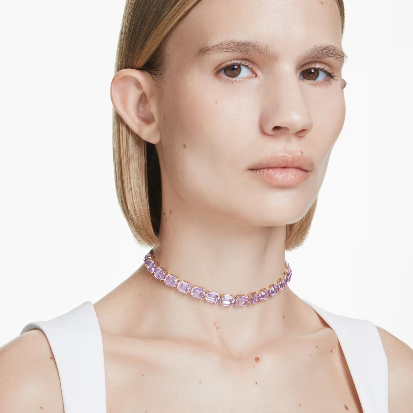 Swarovski Millenia Tennis Choker, Octagon Cut, Purple, Gold Tone Plated 5720486