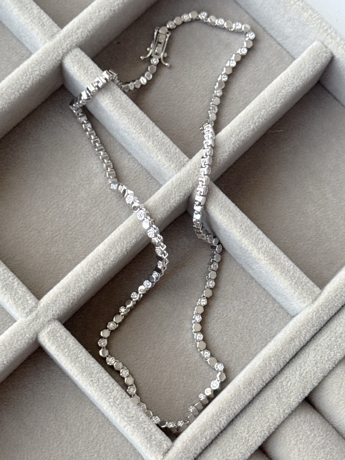 Honeycomb Choker Necklace AAA+ Real Zirconia Platinum Plated Luxury Jewelry