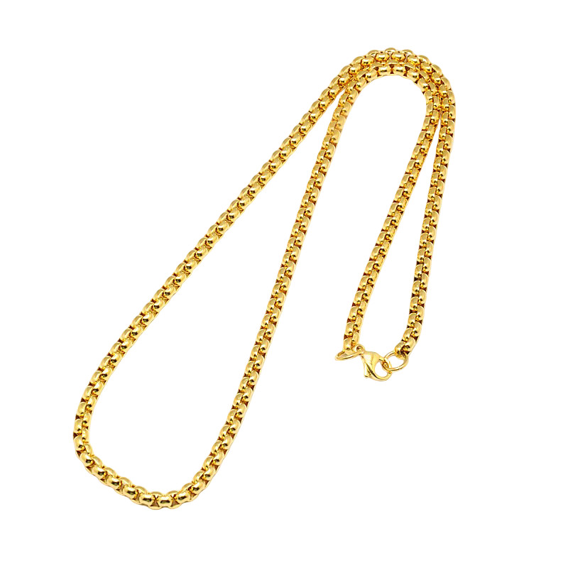 Gold Plated Stainless Steel Round BOX Chain 2.5 or 3mm any Length Made to Order