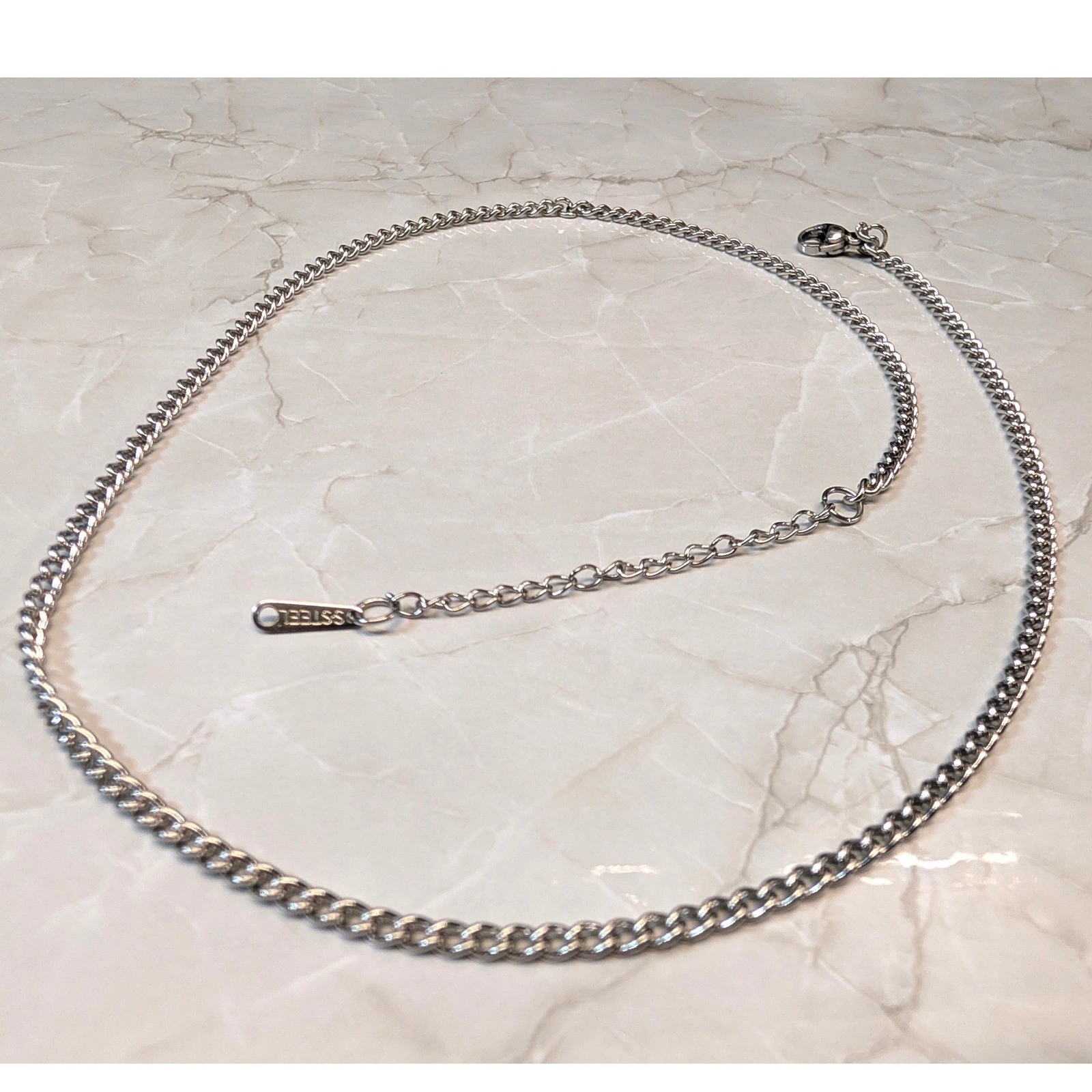 New Stainless Steel Chain Necklace Women Men Silvertone 20″ Minimalist for Medal