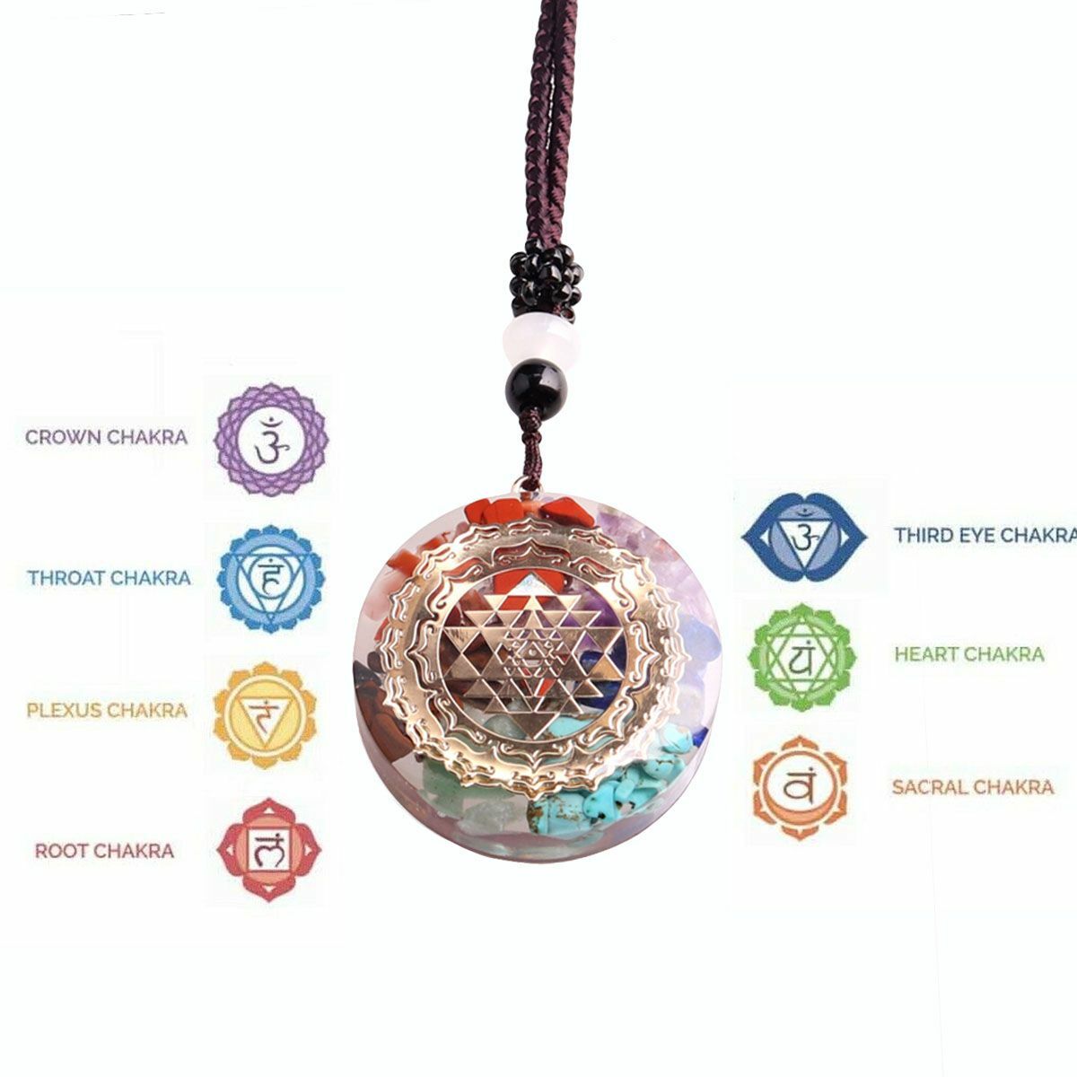 7 Chakra Natural Stone Energy Pendant Necklace Yoga Reiki Healing Amulet Gifts