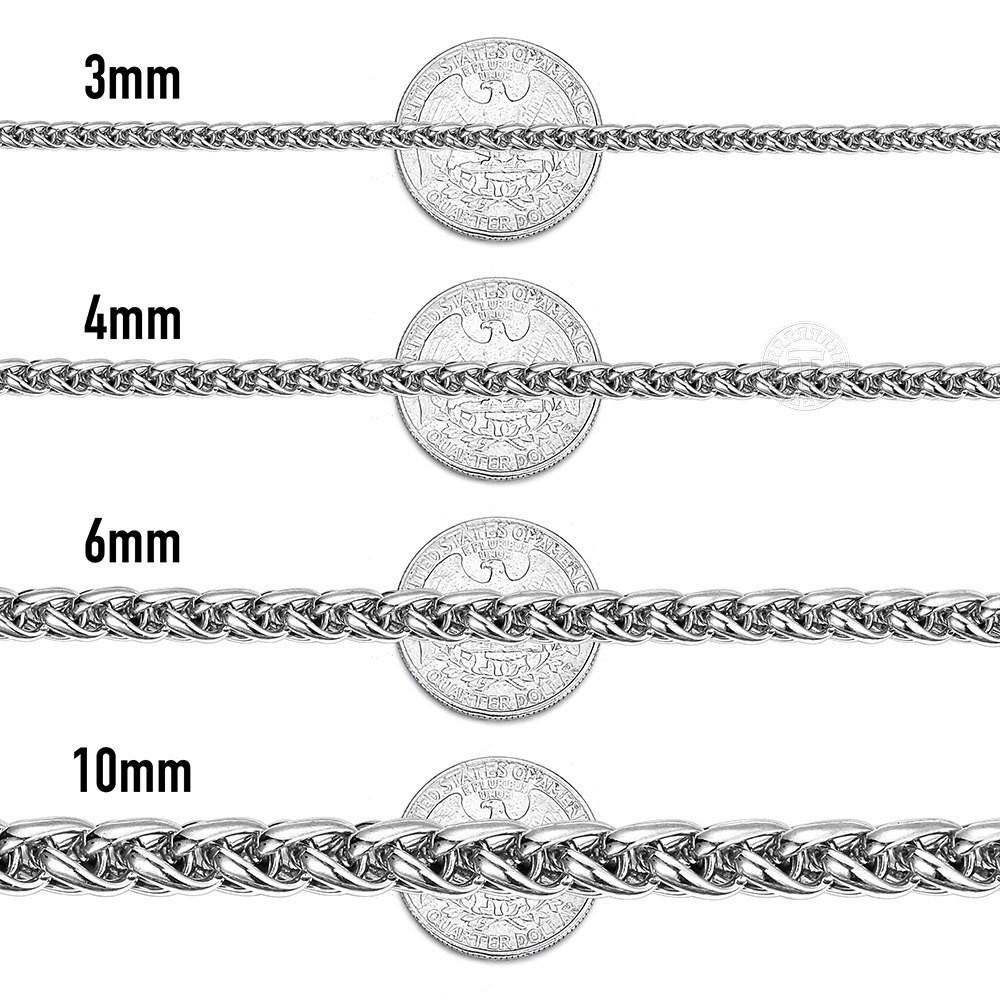 Stainless Steel Silver Wheat Braided Chain Bracelet Necklace Mens Jewelry 8-30″