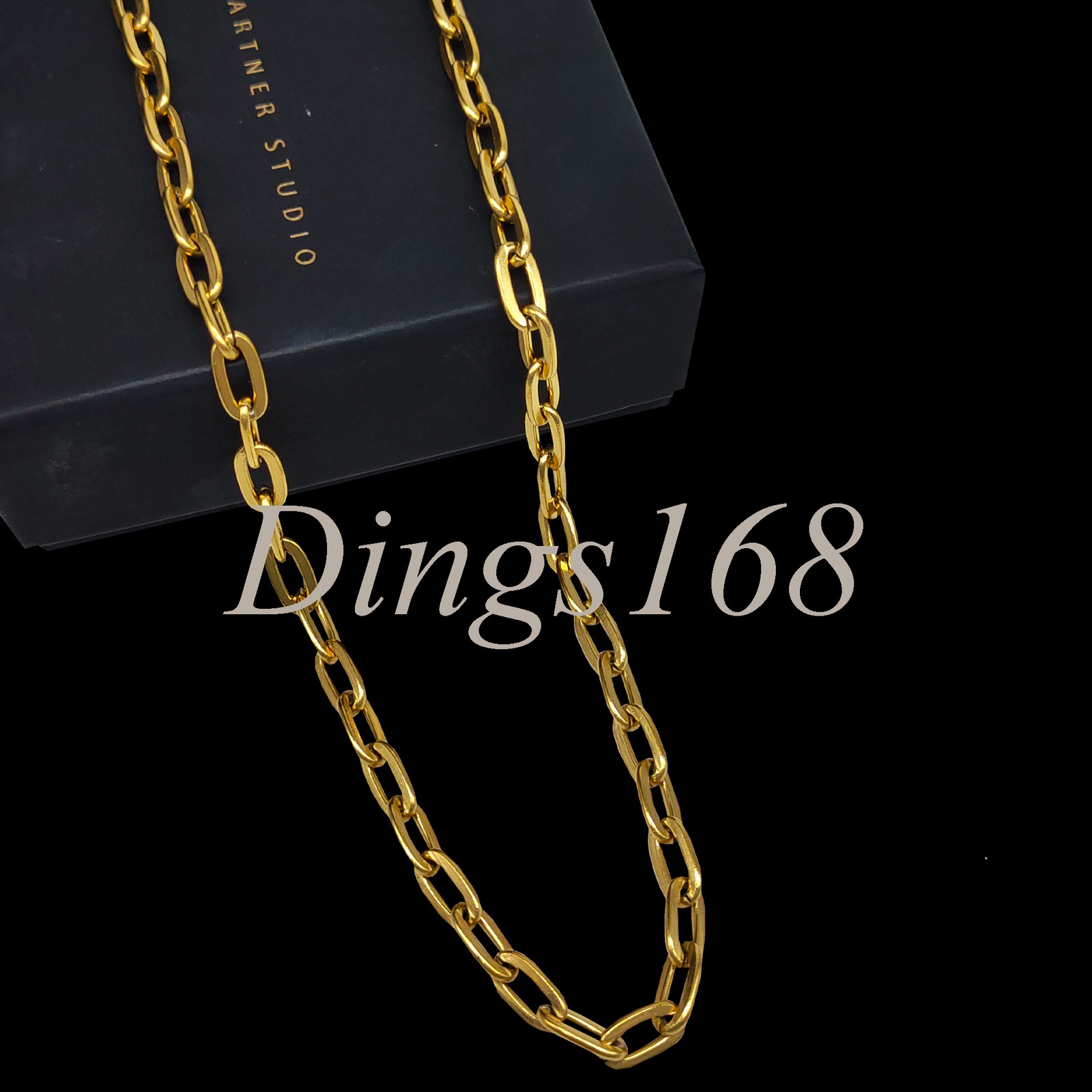 Real 18K Yellow Gold Filled Tarnish-Free 14″+2.4″ Wide Paper Clip Chain Necklace