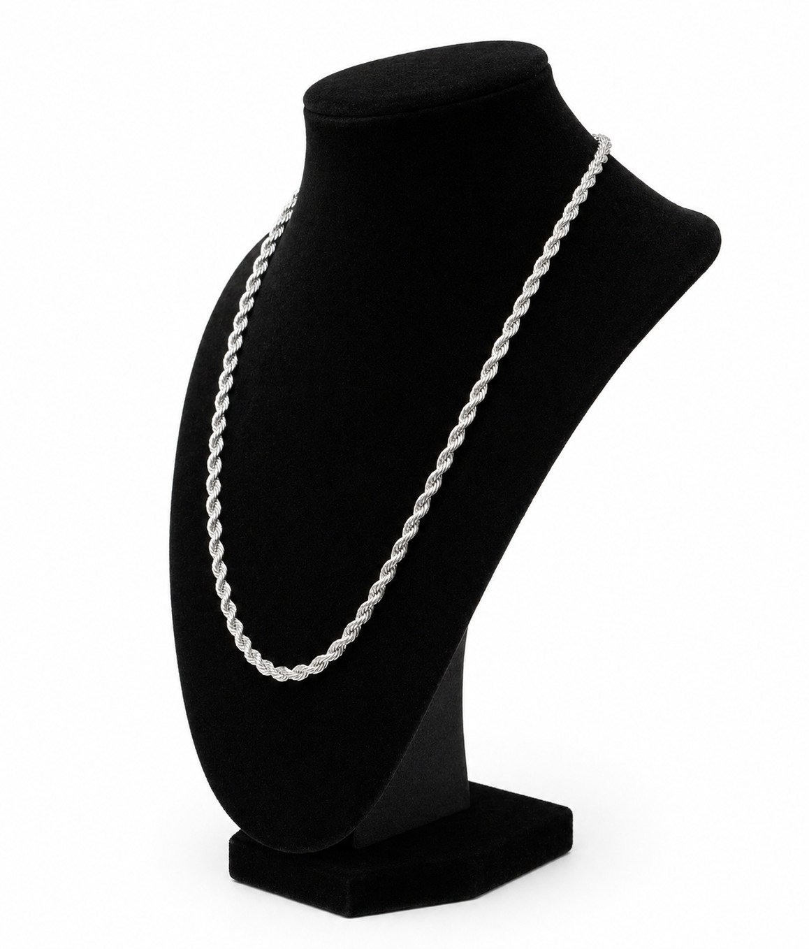 Stainless Steel Rope Chain 4mm 20″ Silver Necklace Twist Link Men Women