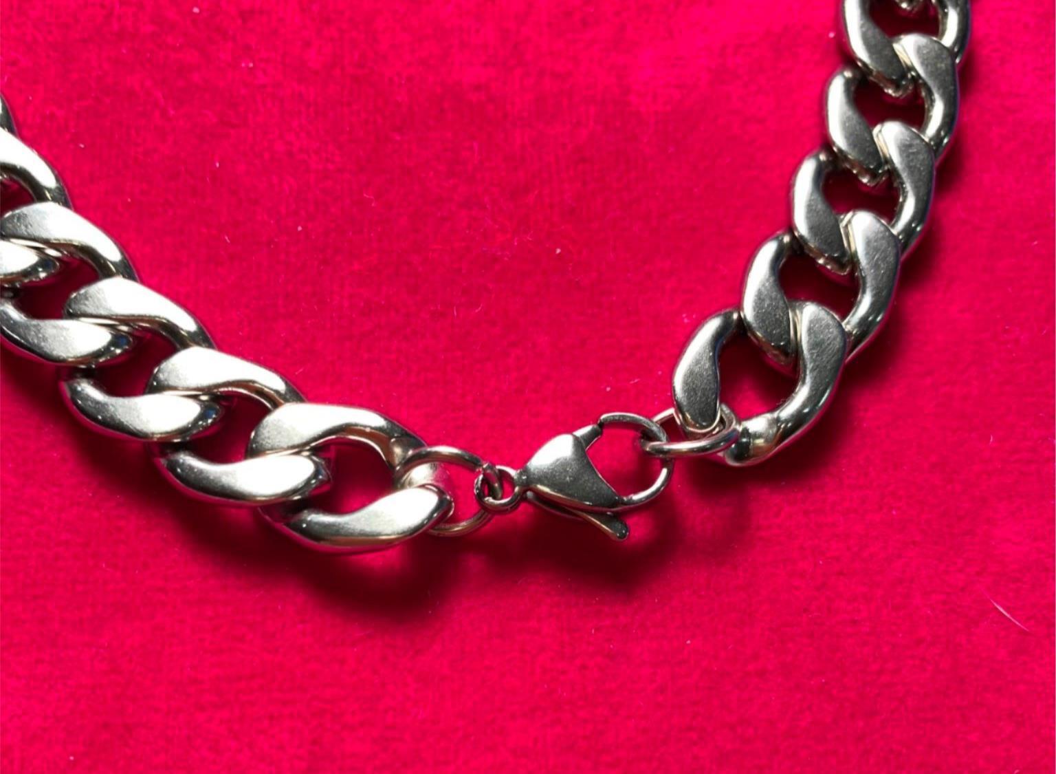32 INCH MENS 12 MM STAINLESS STEEL SILVER PLATED CUBAN CURB CHAIN- USA SELLER