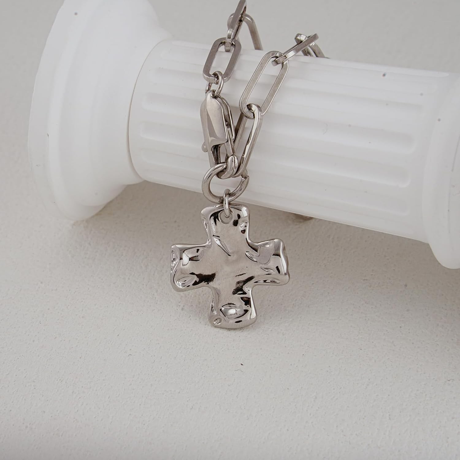 Cross Necklace for Women Trendy 14K Gold Silver Layered Statement Cross P