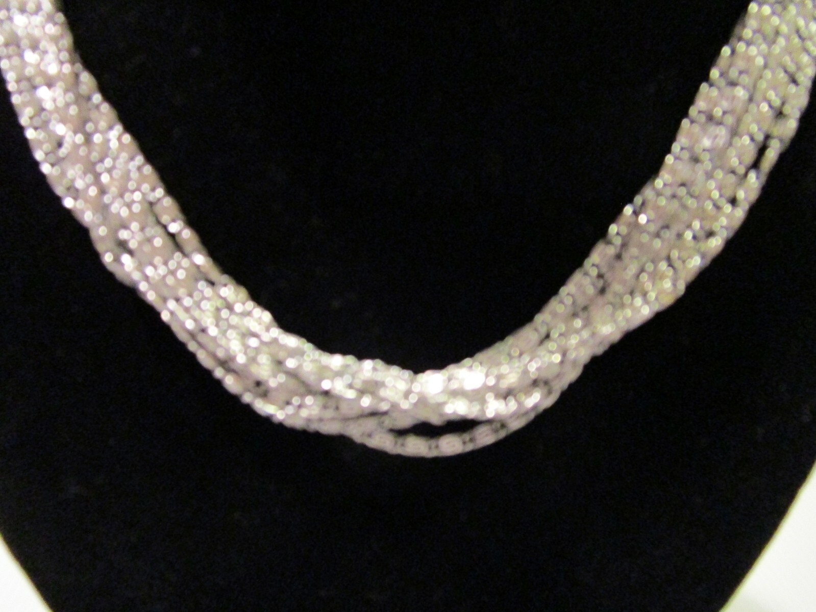 SAC Silver Tone Metal Multistrand Small Chain Links Necklace