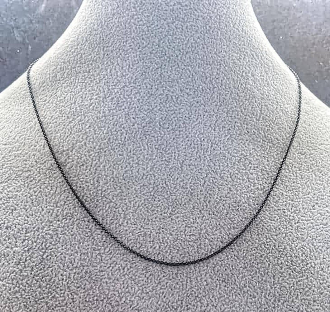 Black Rhodium Plated 020 – 1.8mm Rolo Chain 925 Solid Sterling Silver