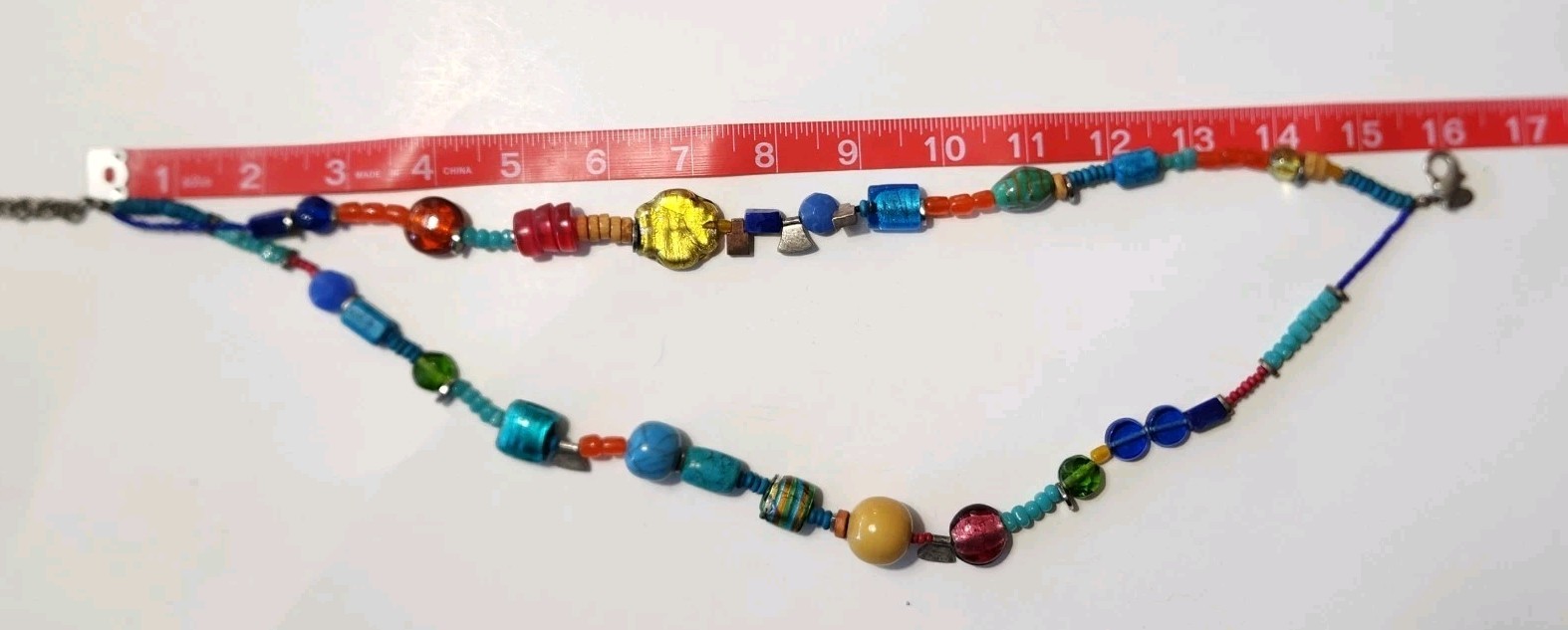 Chico’s Boho Art Glass Ncklace 2-strands Colorful Mixed Beads