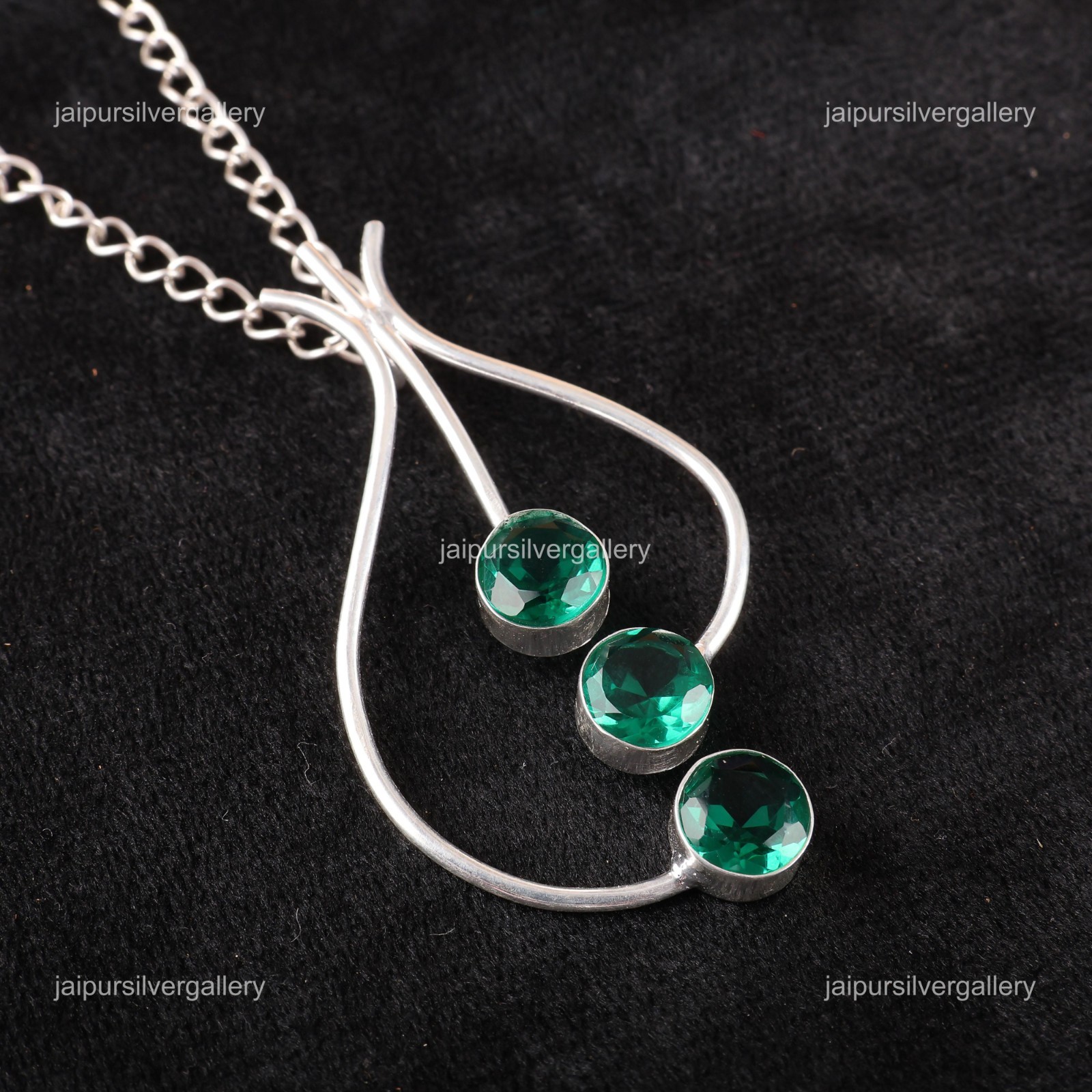Emerald Gemstone Jewelry 925 Silver Handmade Pendant 2.2″ For Birthday Gifts