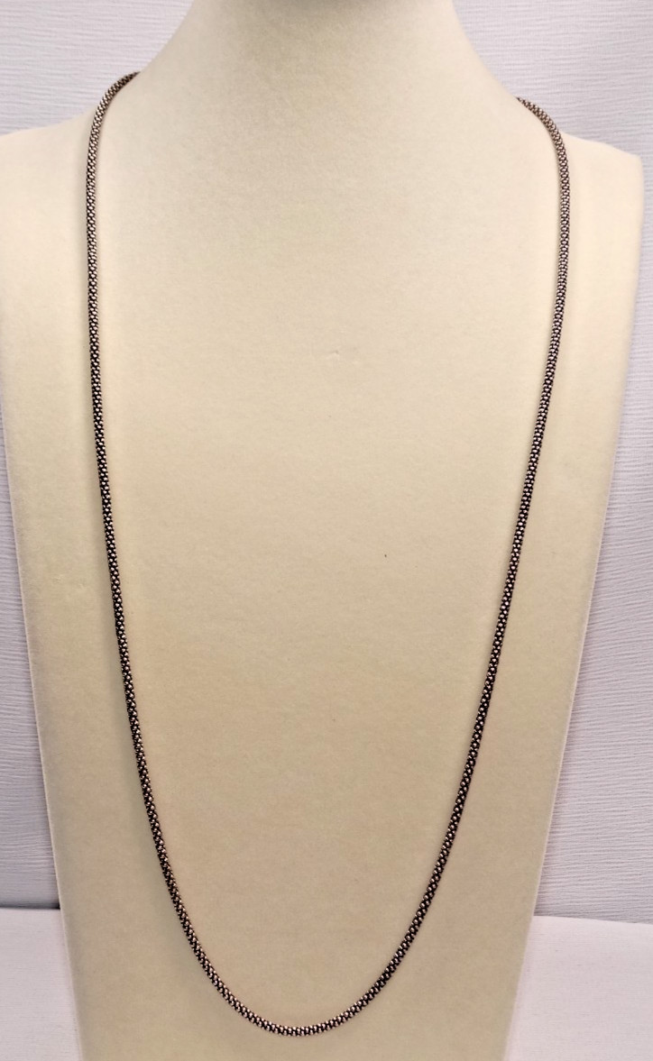 J109 BEAUTIFUL .925 STERLING SILVER POPCORN CHAIN NECKLACE 30″ 11 GRAMS