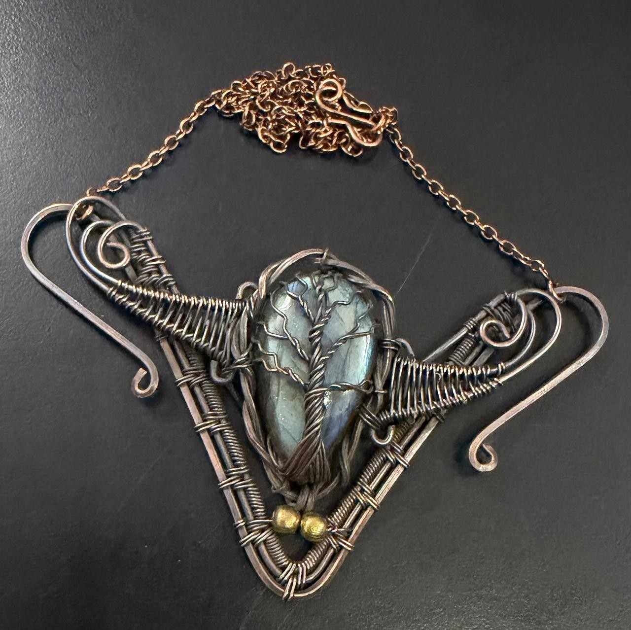 Fiery Labradorite Gemstone Jewelry Copper Friend Gift Chain Necklace Gift