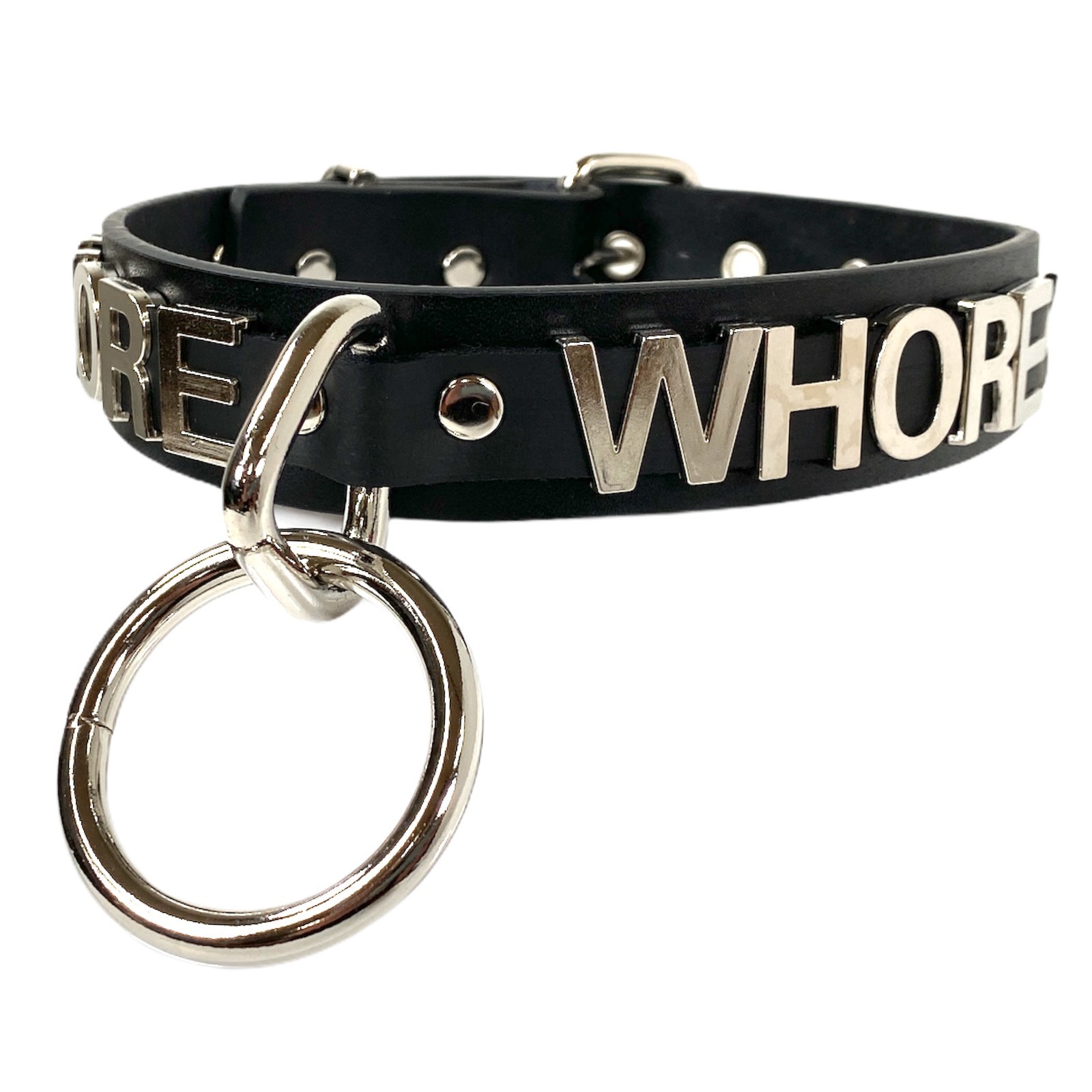 Name Bondage Collar Black O Ring Letter Slave Leather BDSM Choker Slut Choker