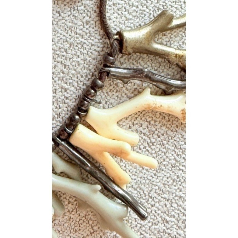 Vintage Marc Jacobs Faux Coral Branch Statement Necklace Toggle Clasp