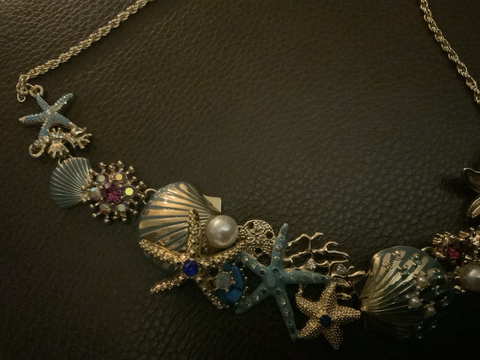 Seahorse Seashell Necklace Zara Starfish Pearl Coral Gold CZ Floral Turquoise