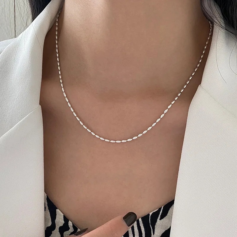 S925 Sterling Silver Necklaces For Women Simple Chain Fashion Minimalist Pendant