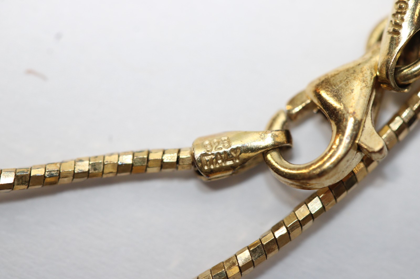 Vintage ITAOR Italy Gold over Sterling Silver 16” Round Omega Chain Necklace#458