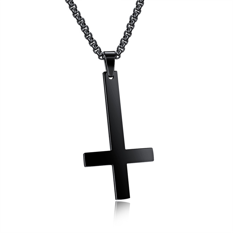 Inverted Cross Pendant Necklace Stainless Steel Male / Female Jewelry Necklace