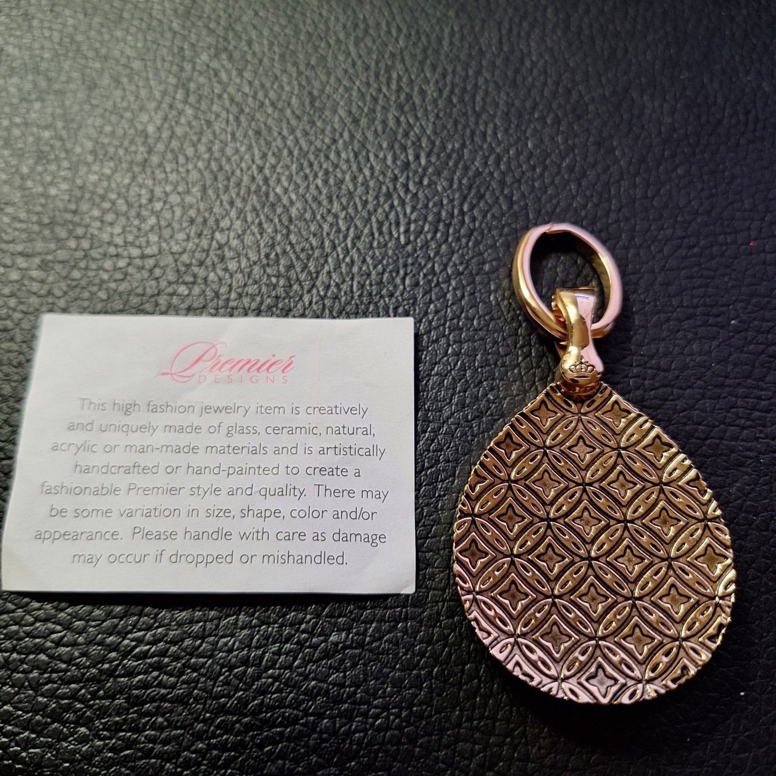 Gold Tone Pendant Multicolor Sparkle Fire Purple Pink Blue Green Premier Designs