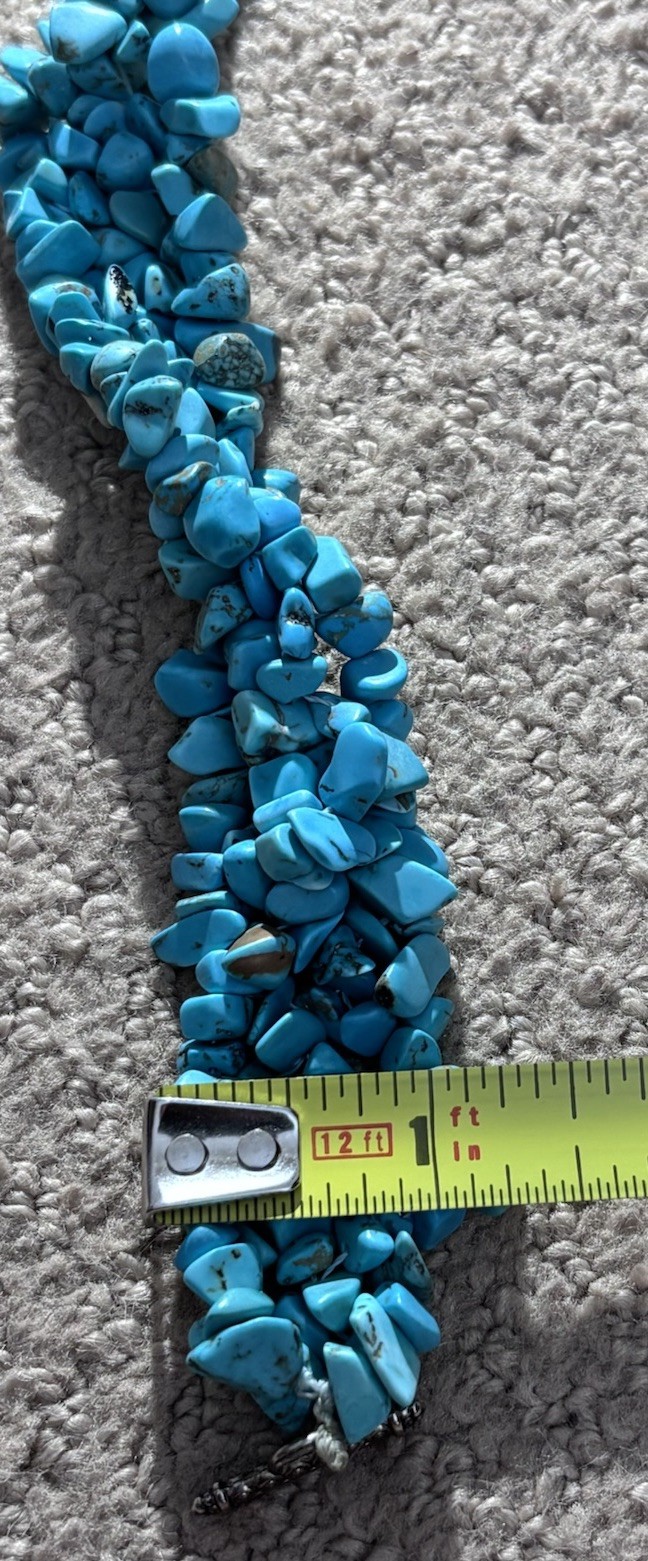 Blue Turquoise Chip Stone Beaded Multi-Strand Statement Necklace Toggle