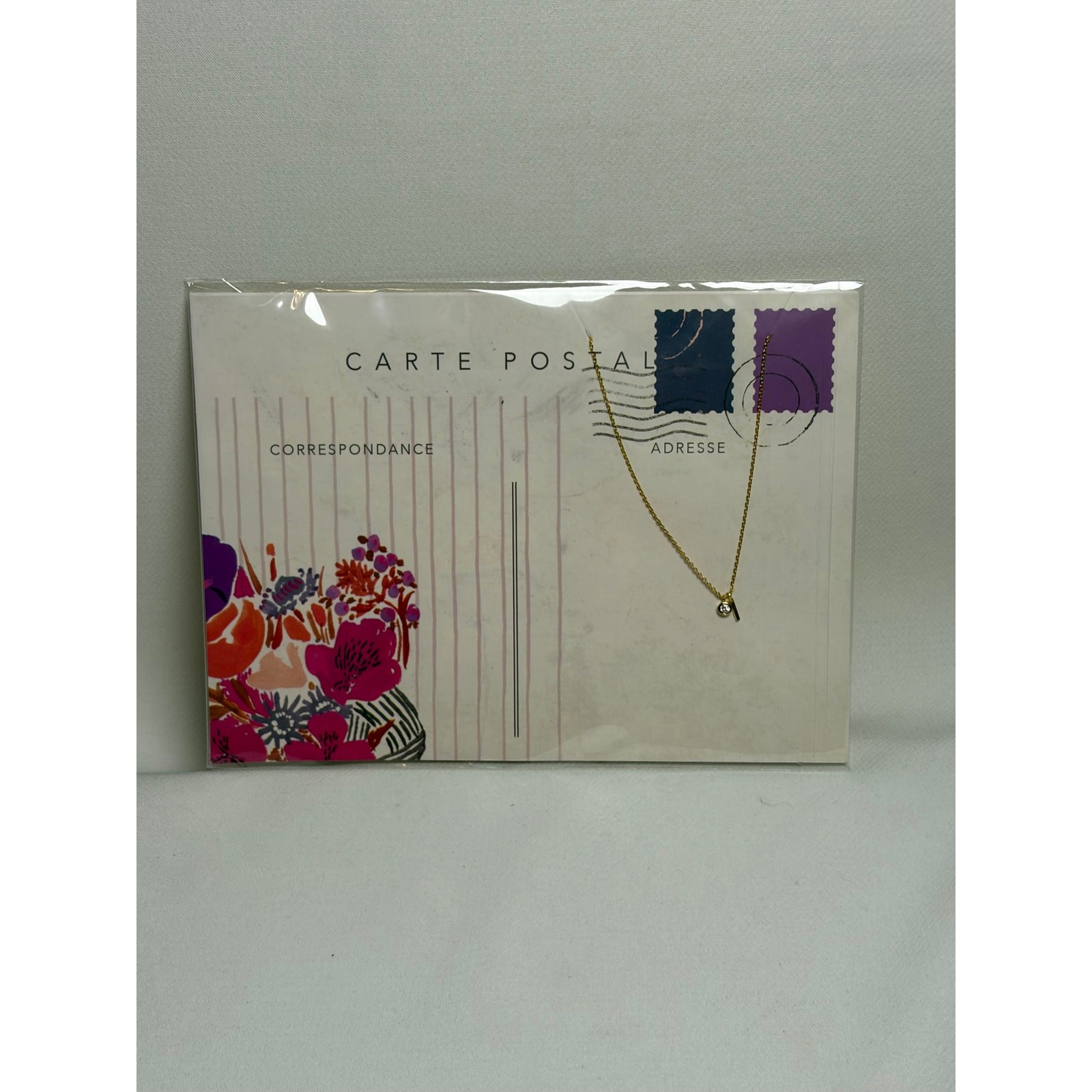 NEW Anthropologie Serefina 14k Gold Plated Necklace Dainty Postcard
