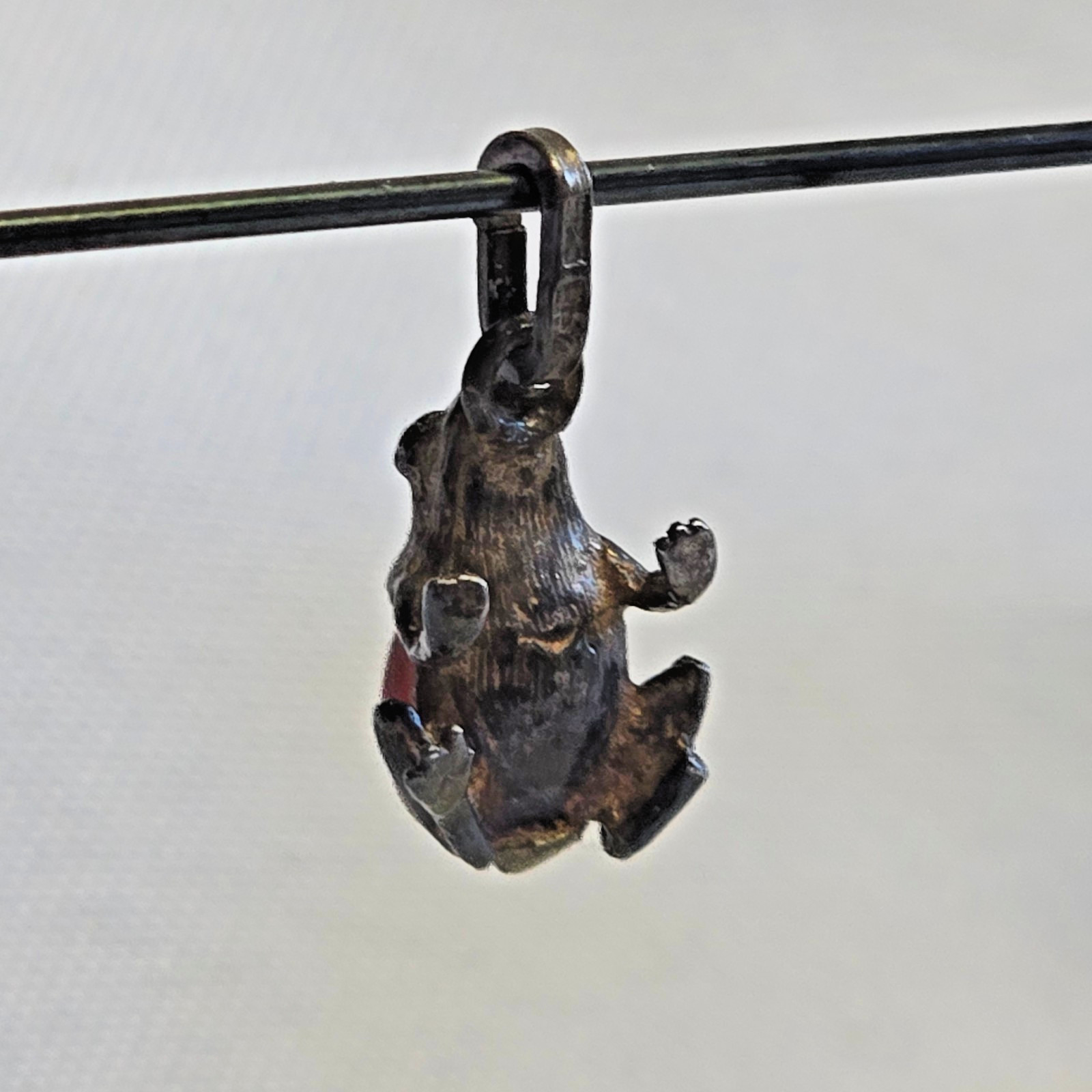 Sterling Silver Frog Pendant 2.44g Fine Jewelry Amber Look Stone Charm *READ*