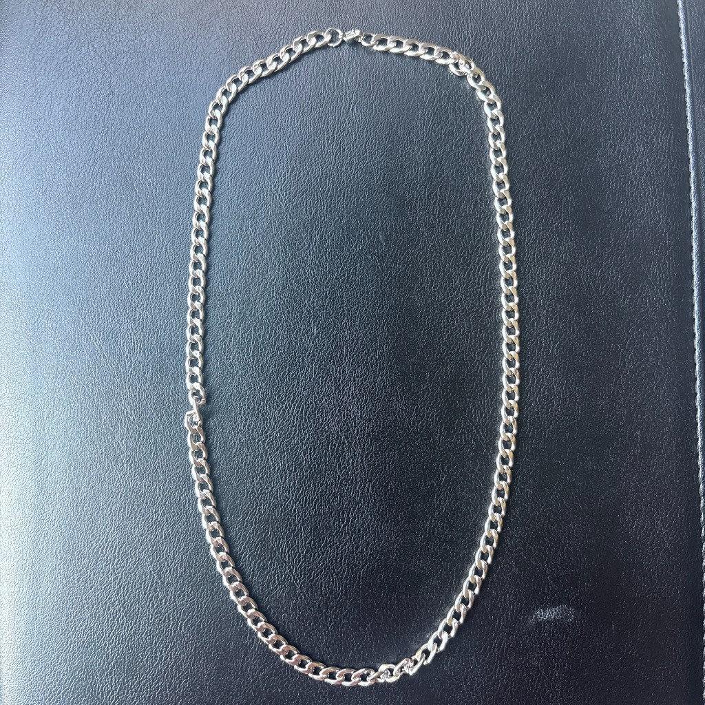 20″ 6mm Silver Cuban Link Chain Necklace Stainless Steel Daily Wear Men Women