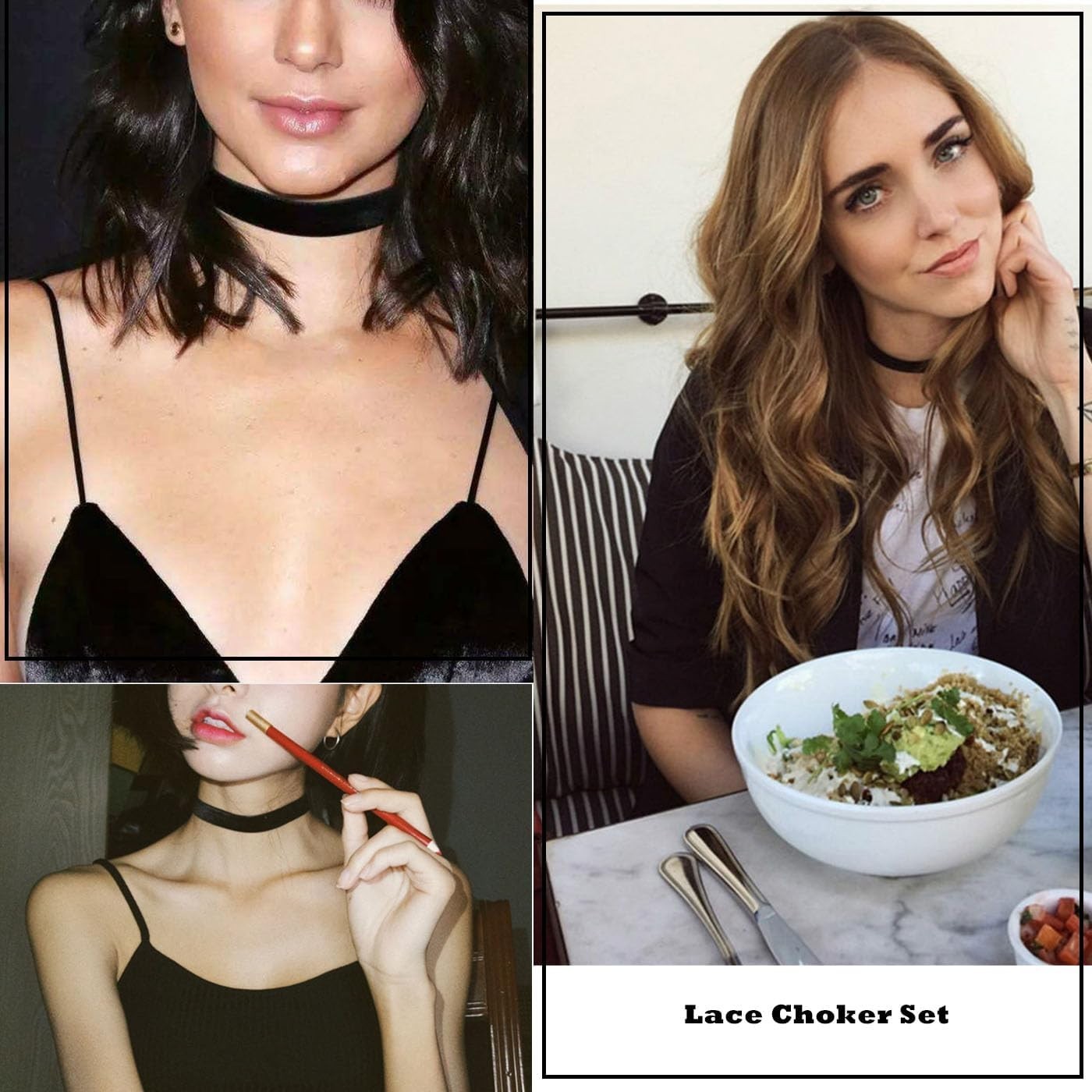 4PCS Black Choker for Women Black Lace Velvet Chocker Set Layered Classic Cho…