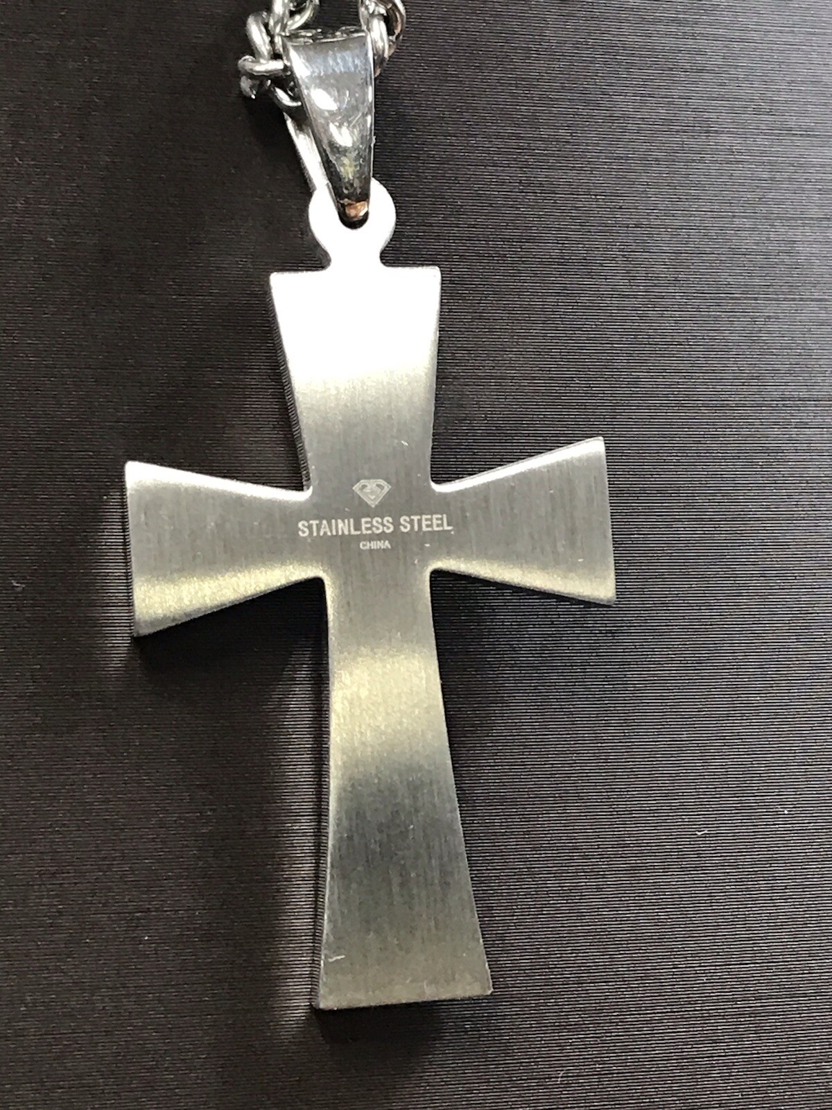 2” Black Enamel Cross With 3.75mm Wide 24” Necklace All Stainless Steel