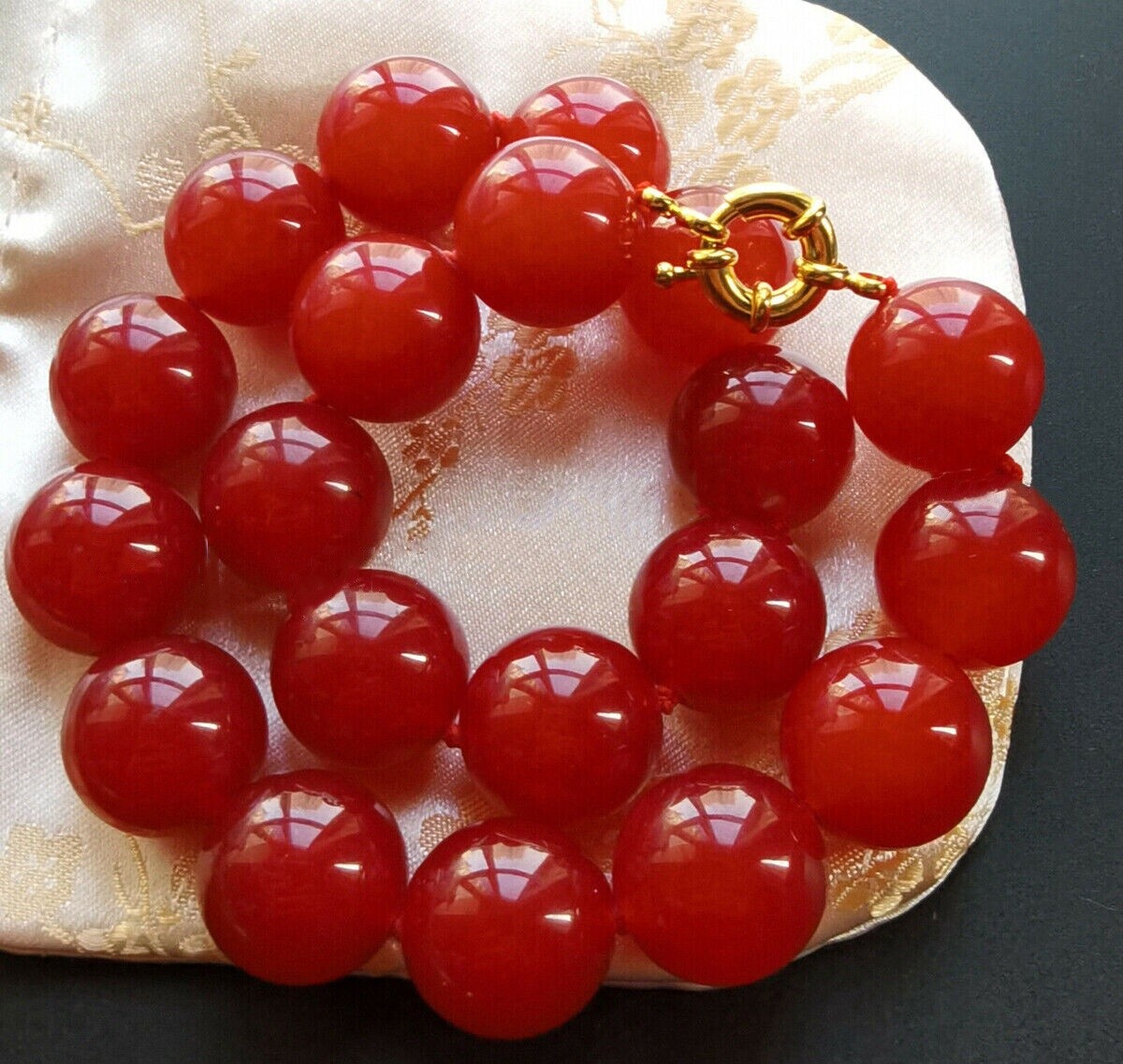 Huge 16mm Natural Red Jade Round Gemstone Beads Necklace Jewelry 16-36″ AAA+