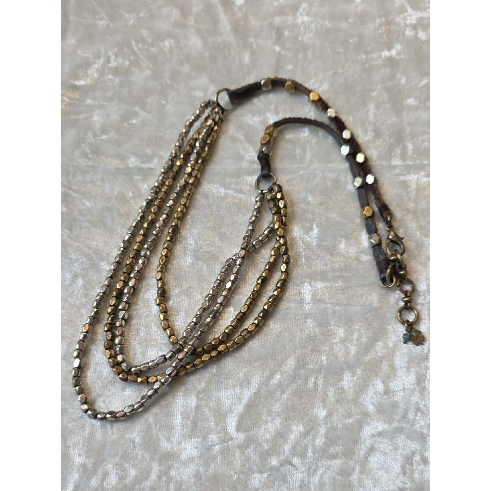 Lucky Brand Mixed Metal Layered Bead Boho Necklace