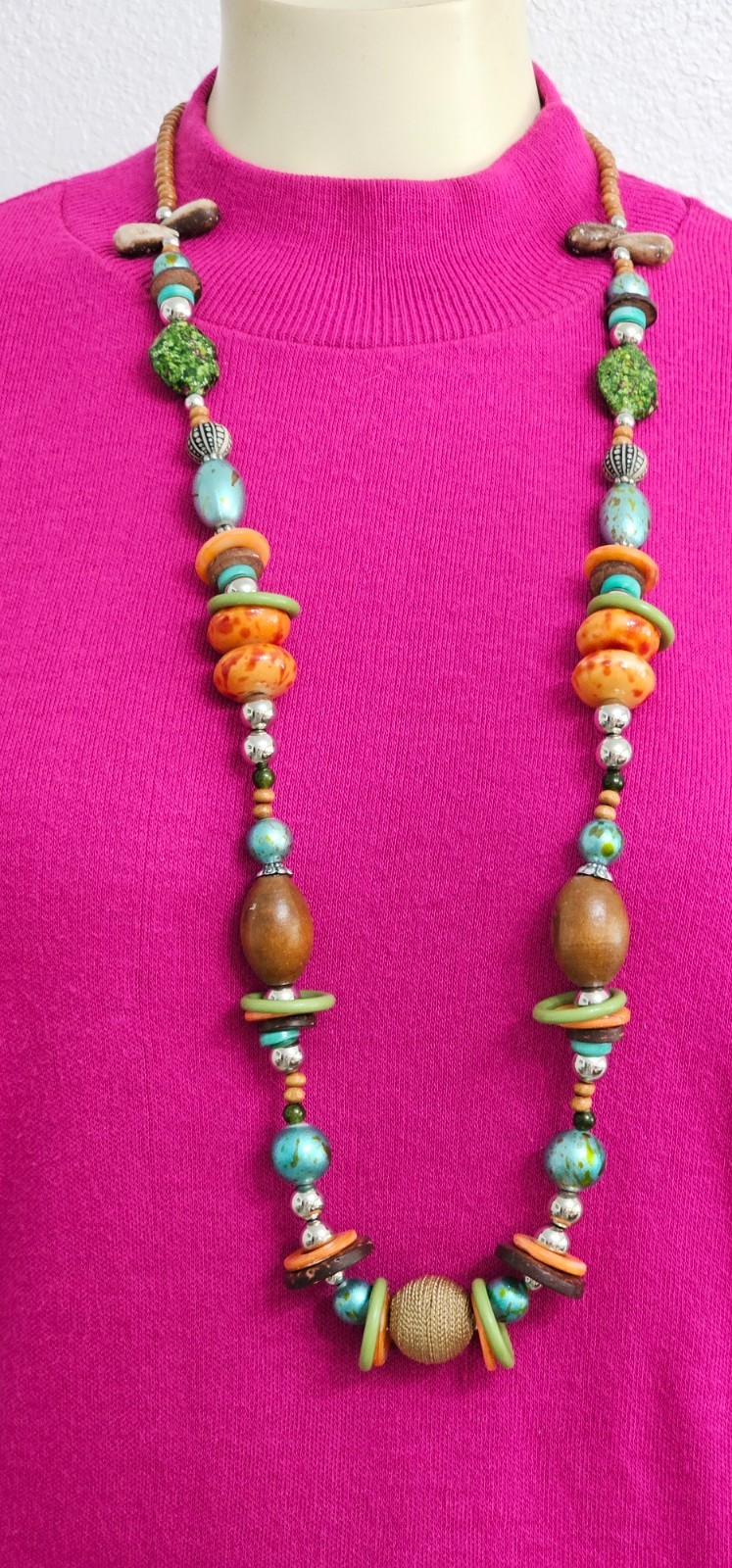 2 CHICOS NECKLACES MULTICOLOR BEADS EXCELLENT CONDITION 19 INCH. One price.