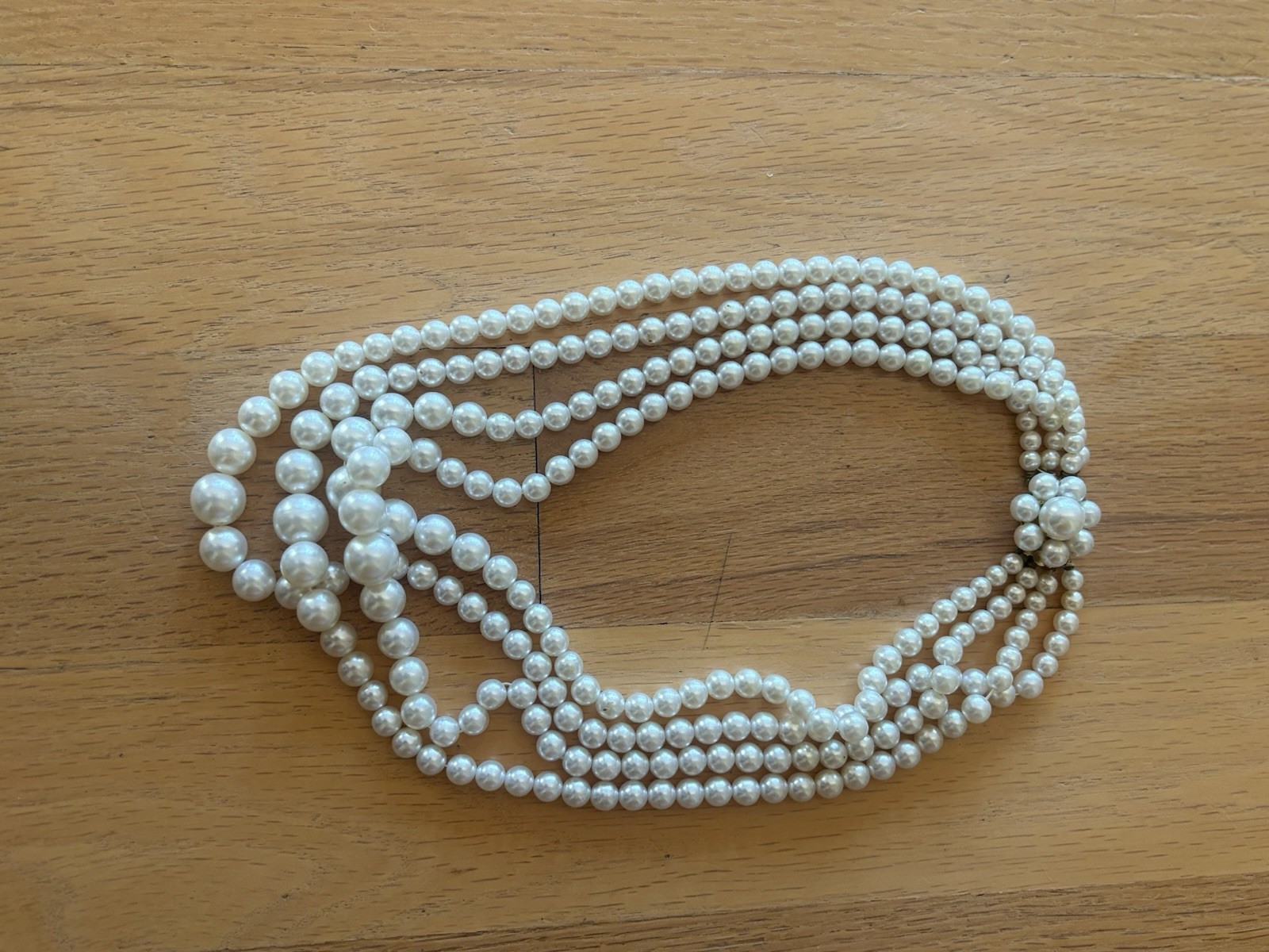 Layered Statement Beaded White Faux Pearl Necklace SO ELEGANT
