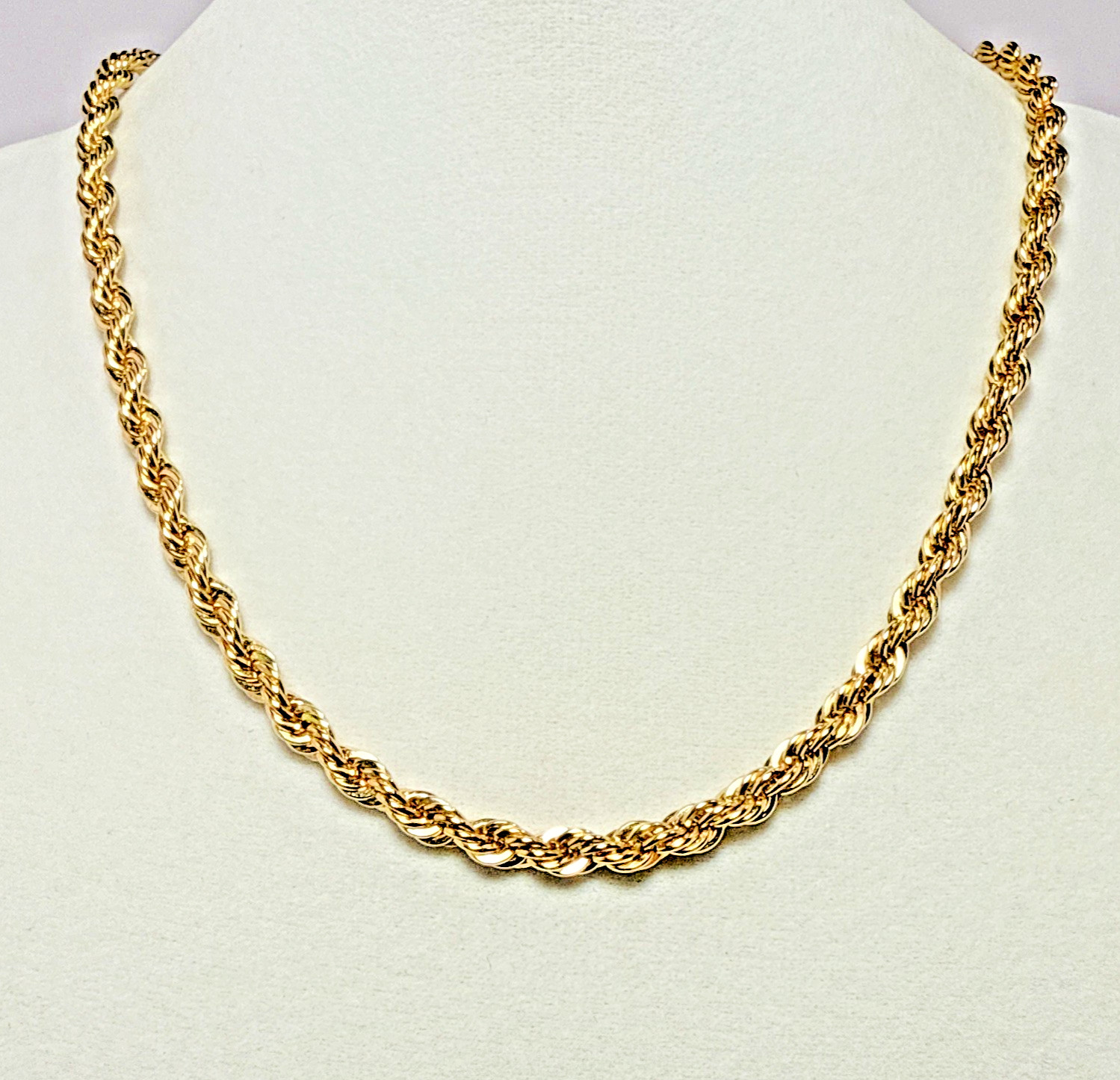 Classic Gold Plated Diamond Cut Twist Rope Chain Necklace Unisex