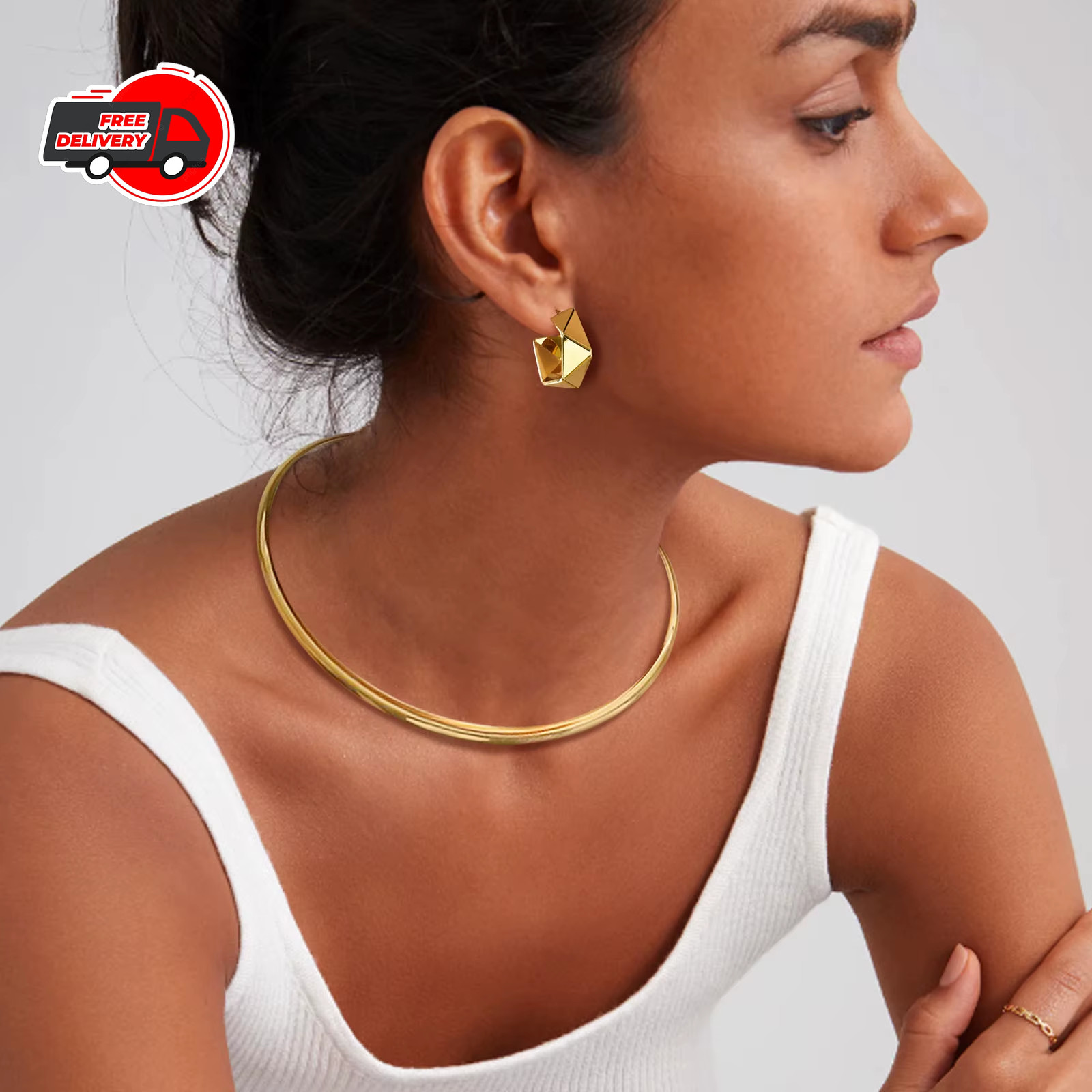 Stainles Steel Jewelry Chocker Collar Necklace for Women Open Neck Cuff Torques