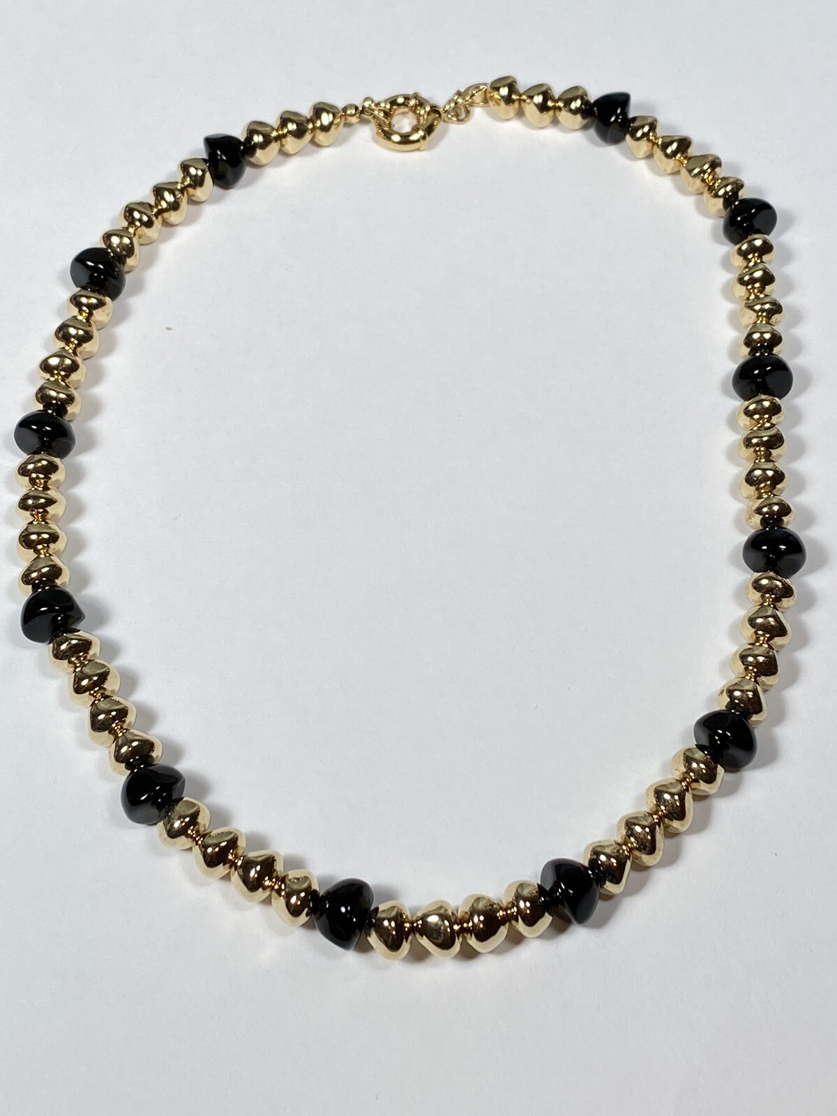 Francesca Visconti Gold Tone Black Acrylic Beads Link Necklace 20”