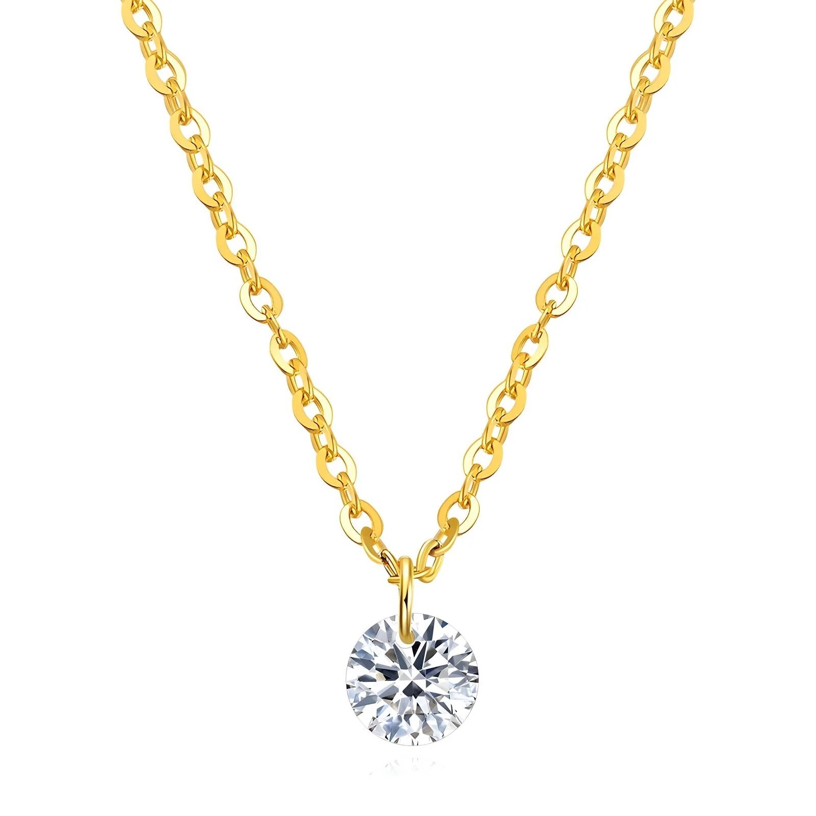18K Gold Plated Cubic Zircon Pendent Necklace None Tarnish