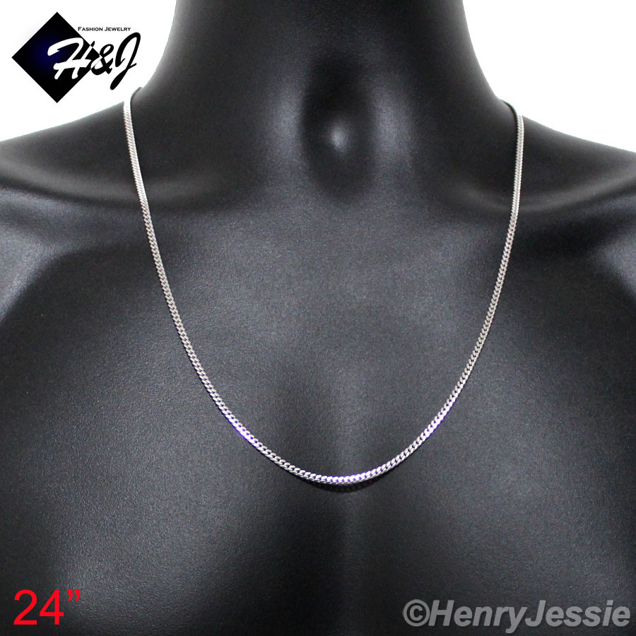 16″-30″MEN WOMEN 925 STERLING SILVER 2MM MIAMI CUBAN CURB CHAIN NECKLACE*SN14