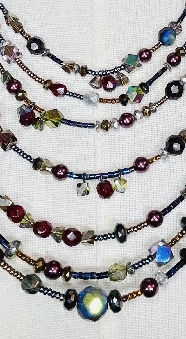 Chico’s Jewelry Lot 3 Chunky Boho Necklaces Beaded Art Glass Multi Strand