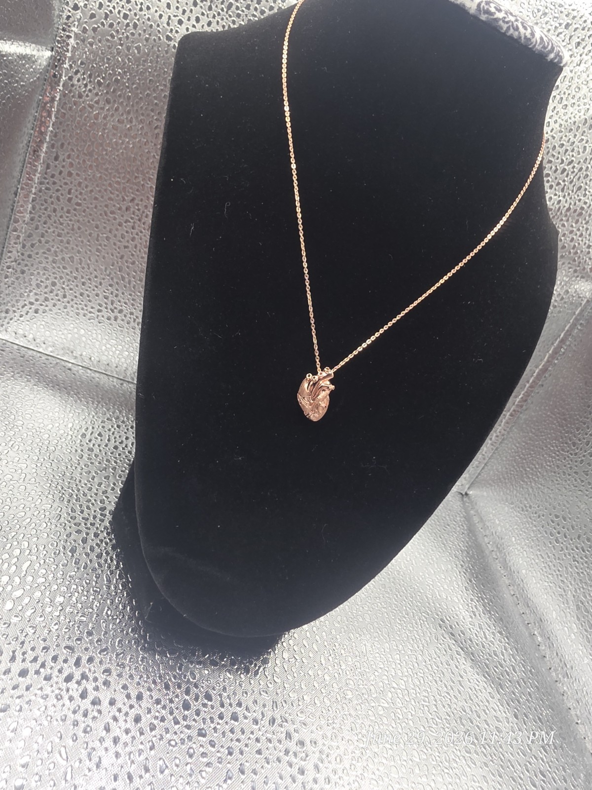 Sterling Silver Rose Gold Plated Necklace W/Silver Heart Pendant 1.2mm 16″-20″