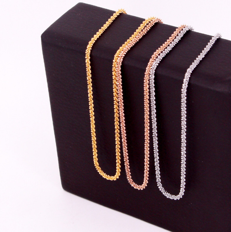 Women Stainless Steel DIAMOND CUT ROPE CHAIN Choker Necklace 15+2″ 3MM PE12