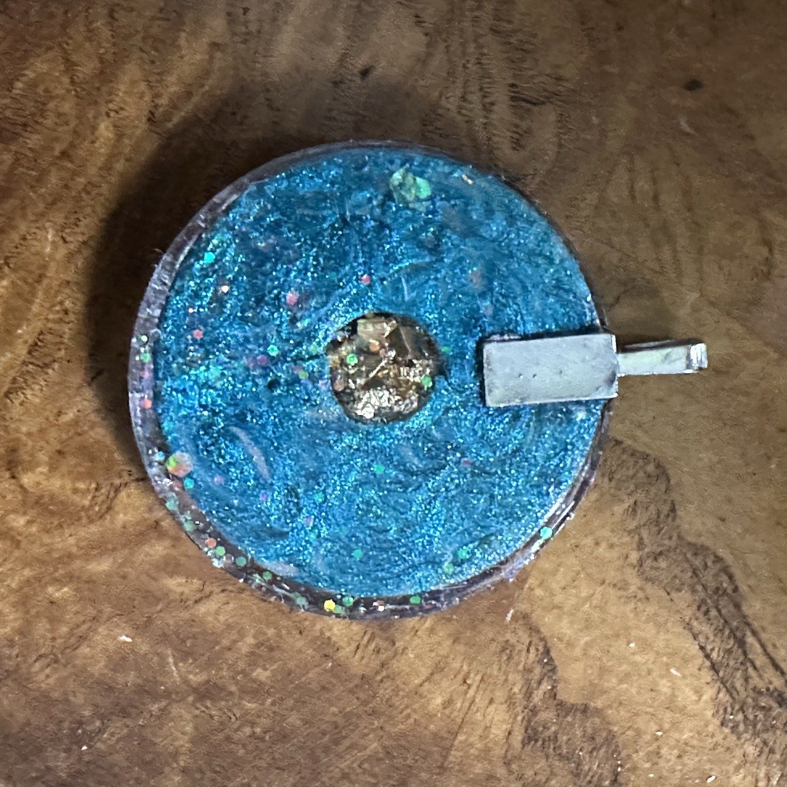 Original Art Pendant Unique Round Resin Disc Necklace 2’ OOAK 5559 S