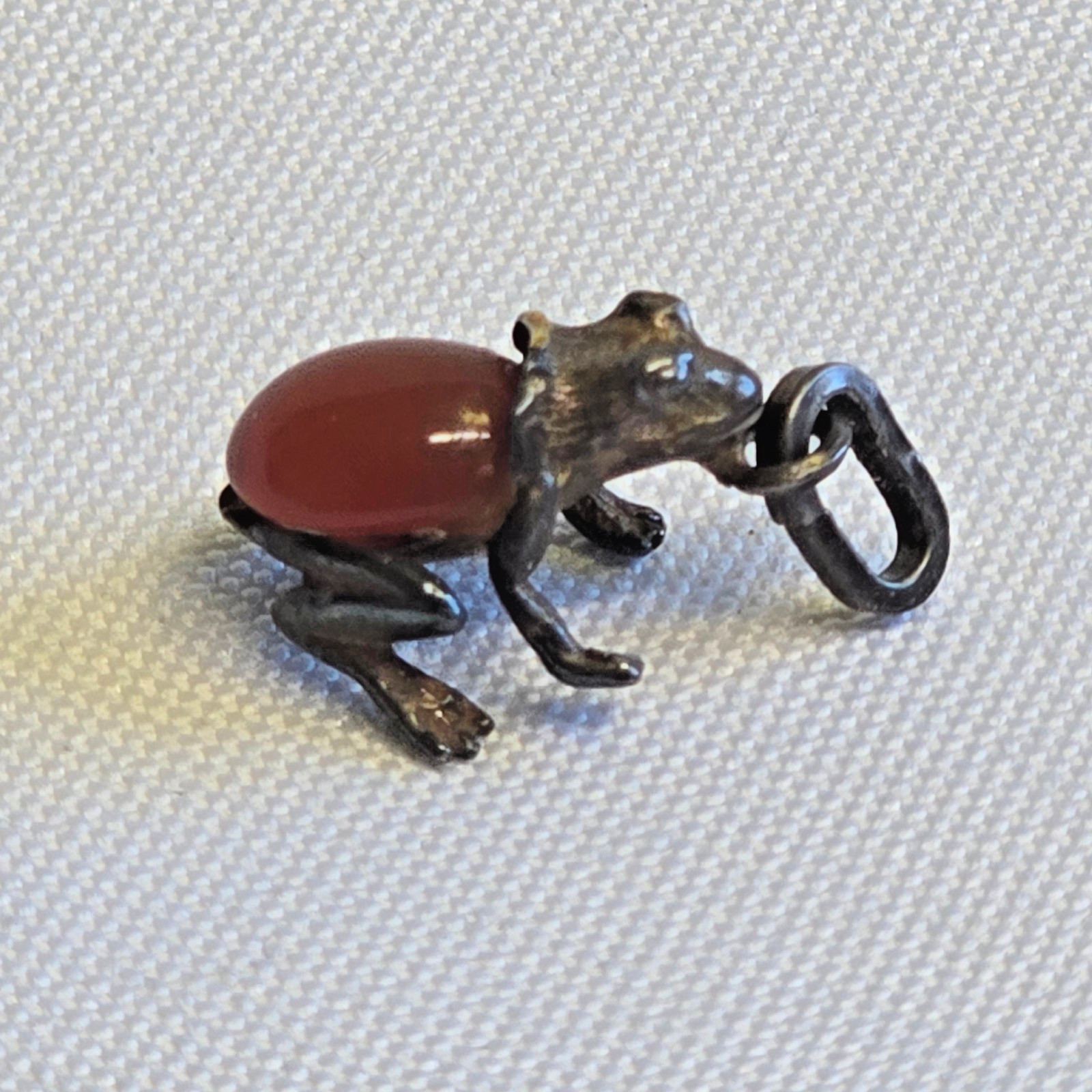 Sterling Silver Frog Pendant 2.44g Fine Jewelry Amber Look Stone Charm *READ*