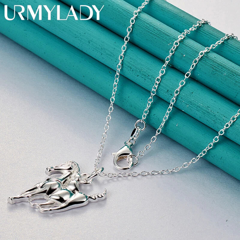 URMYLADY 925 Sterling Silver Smooth Horse 16-30 Inch Pendant Necklace Jewelry