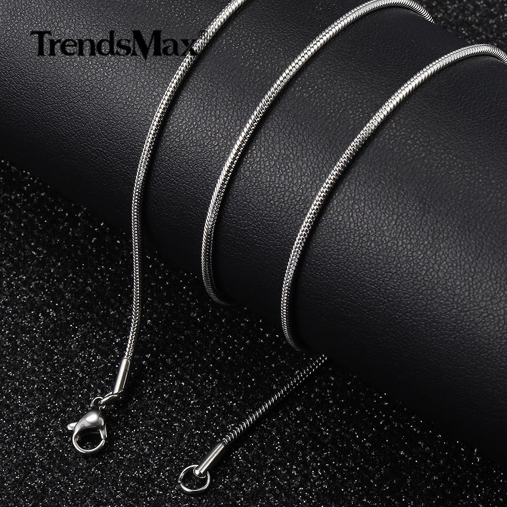 USA 18/20/22/24/26/28IN Solid Stainless Steel Round Snake Chain Necklace 1.6/2MM