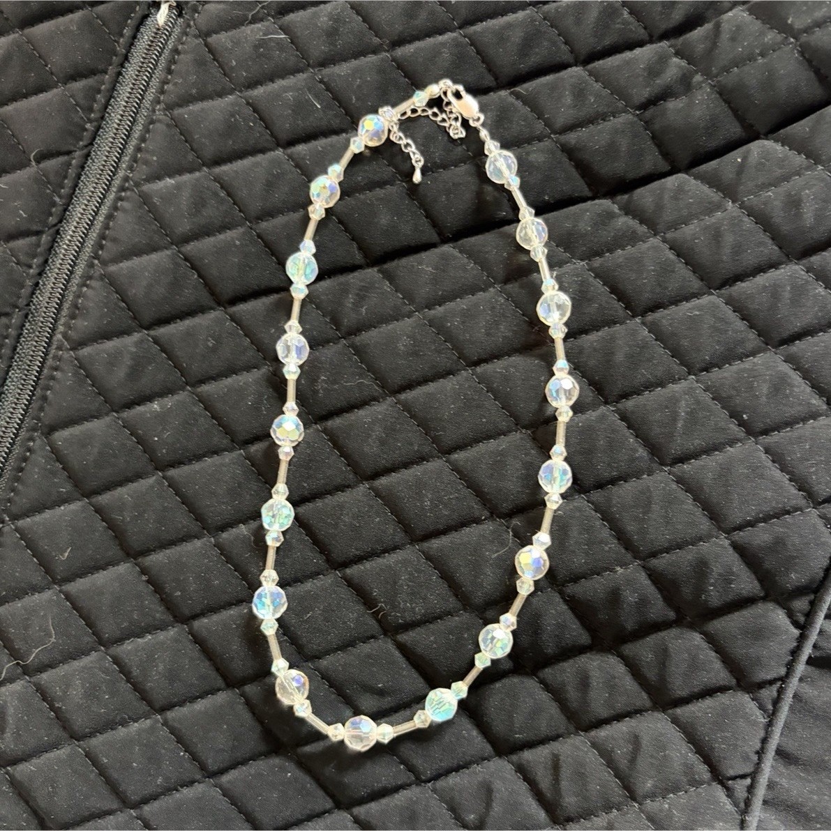 Crystal Beaded Necklace Round Lobster Clasp 18in Fashion Undated