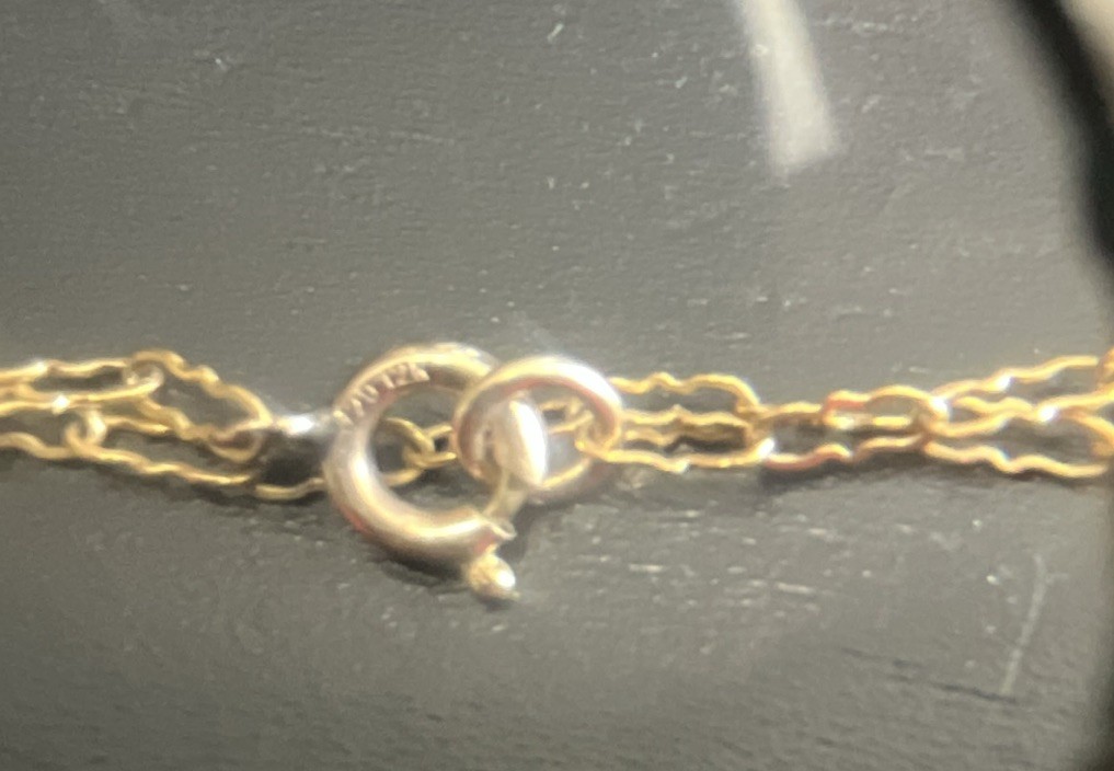 Vintage 1/20 12 K G.F. Link Chain Necklace 3 Rectangular Tiger’s Eye Bars
