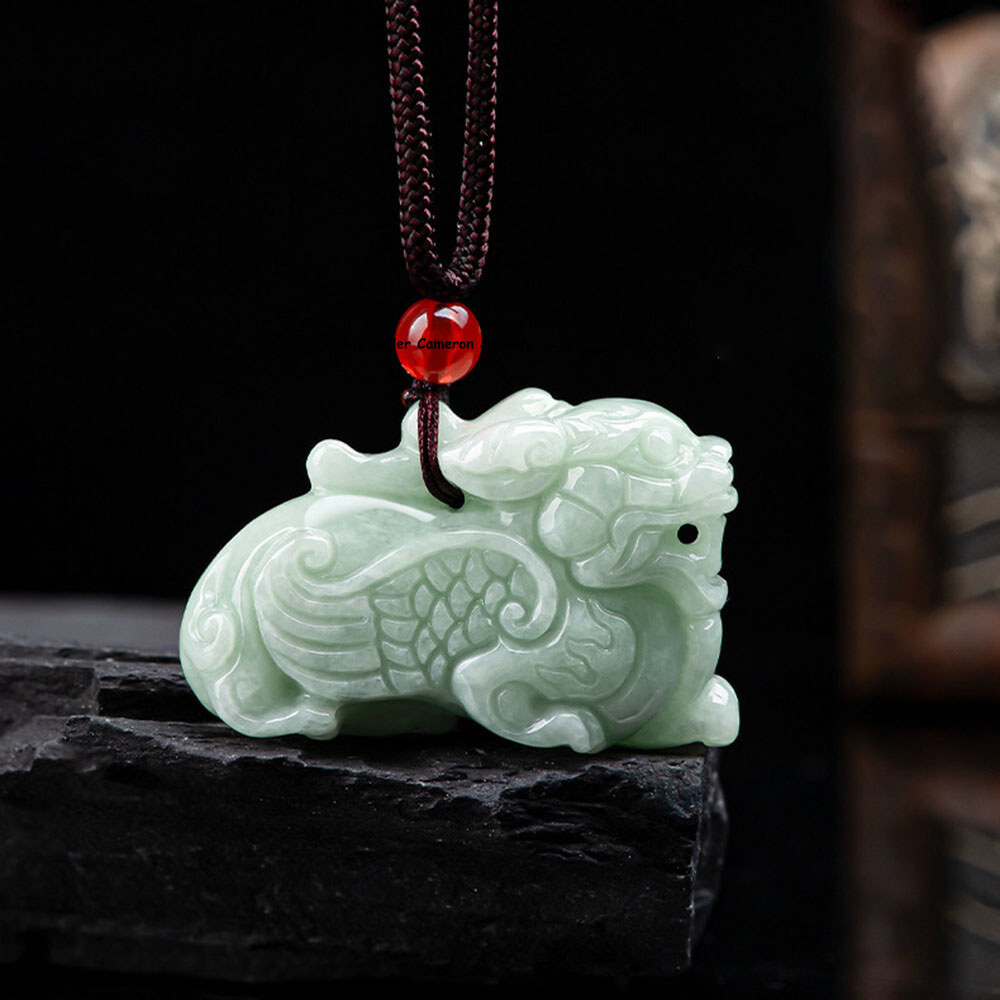 Real Grade A Natural Green Jade Jadeite Men Women Wealth Dragon Pixiu Pendant