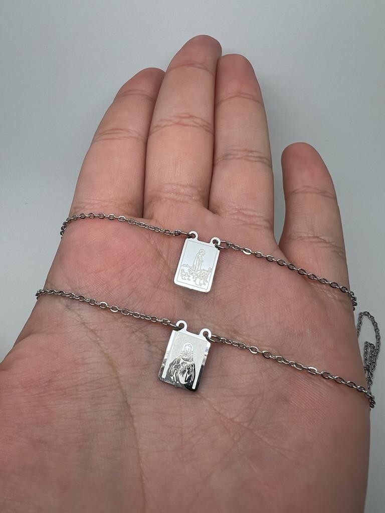 Stainless Steel Scapular Necklace Our Jesus 20inches silver Daily Female Male